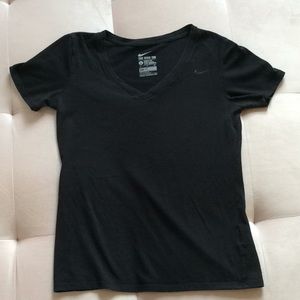 Nike Black DRI-FIT Athletic V Neck Tee, Size Small
